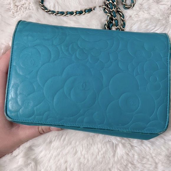 Chanel Lambskin wallet on chain WOC Tiffany blue - Picture 5 of 10